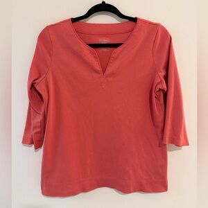 L.L. Bean Women's Supima Cotton 3/4 Sleeve Top in Coral